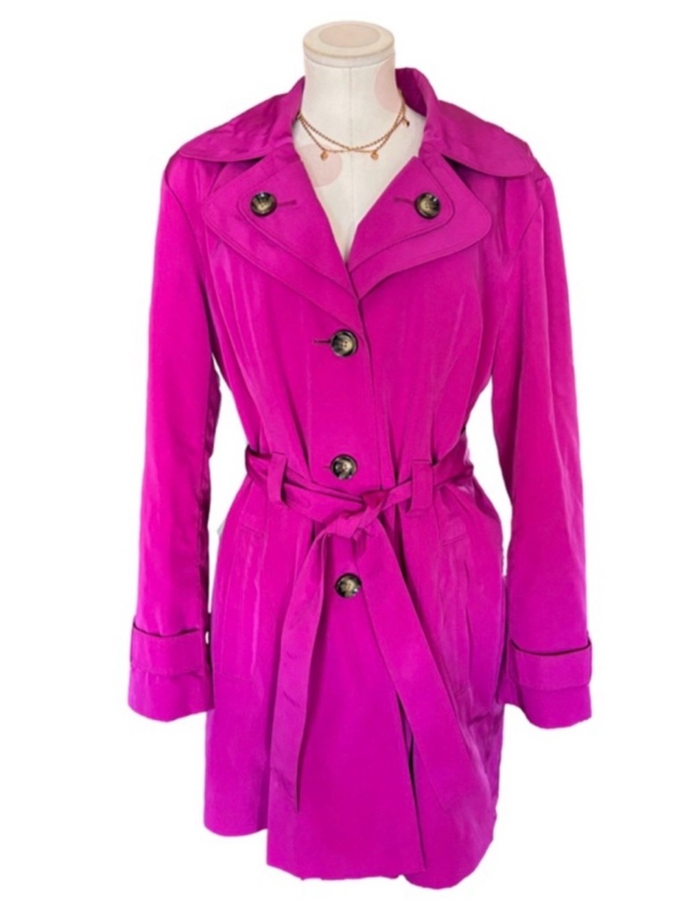 London Fog Pink Belted Trench Coat – L/G - Picture 1 of 12